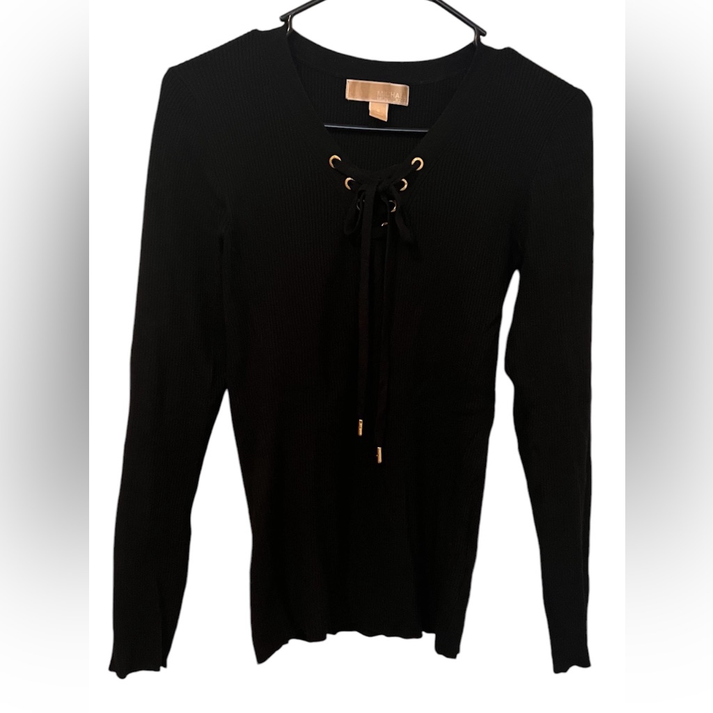 Micheal Kors Long Sleeve Top-Black